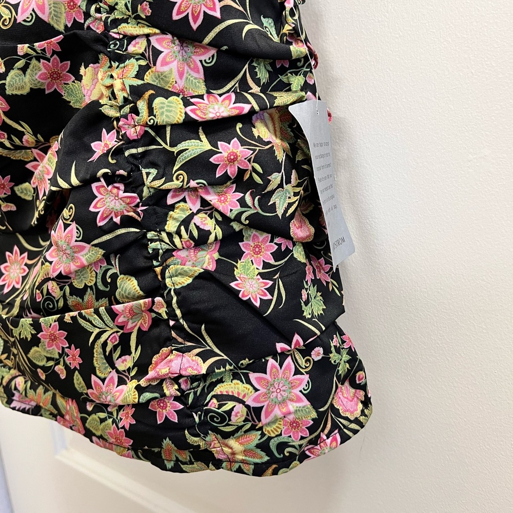NWT NSR Floral Cutout Ruched Mini Dress - Picture 7 of 9